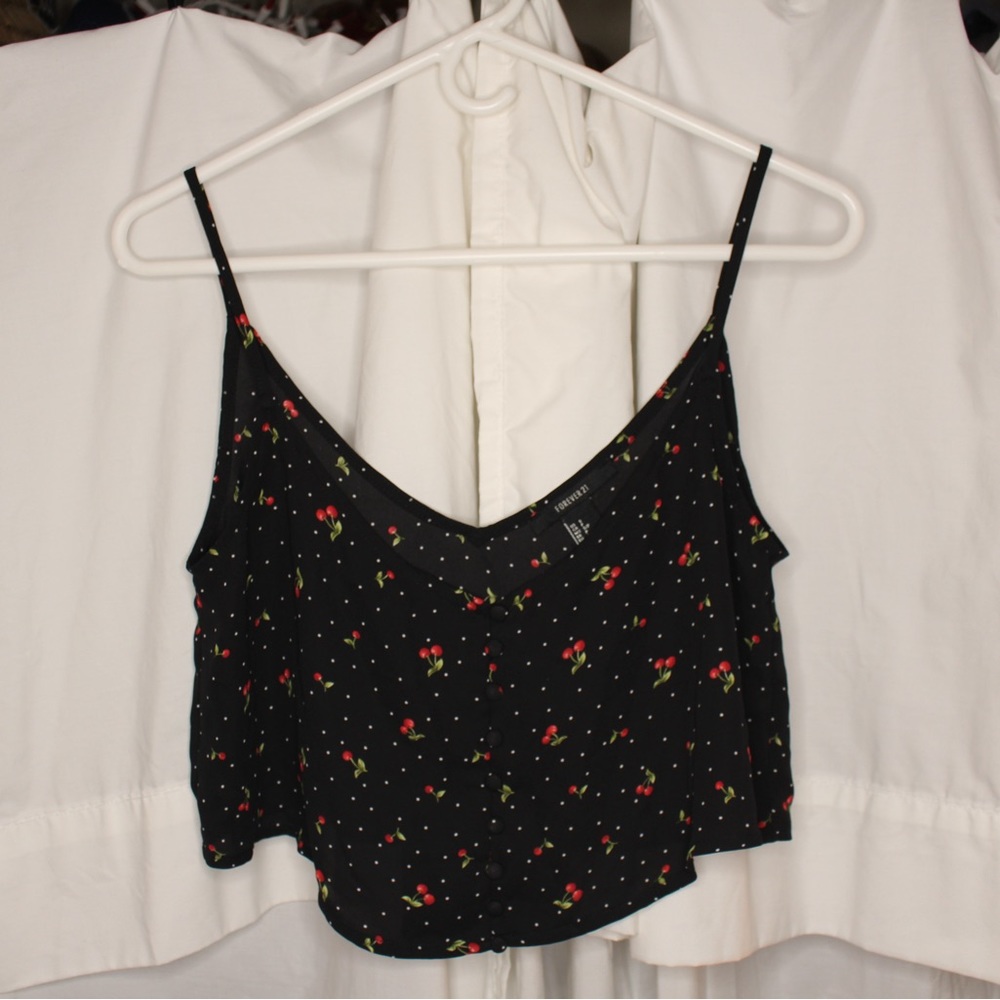 Forever 21 cherry crop top tank top